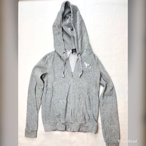 Victoria Secret PINK velour grey zip up